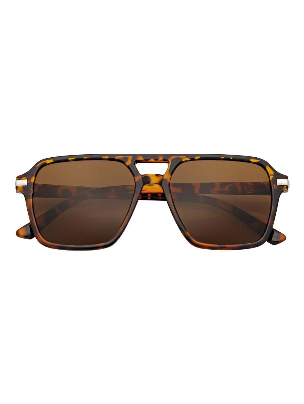 LUCCA - Flat Top Square Aviator Sunglasses Tortoise Brown